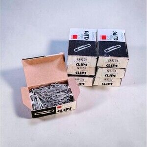 Vintage ACCO Silverette Paper Clips Lot of 7 Boxes No. 1 Stock 72360 MCM Office